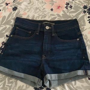 Express high waisted denim shorts